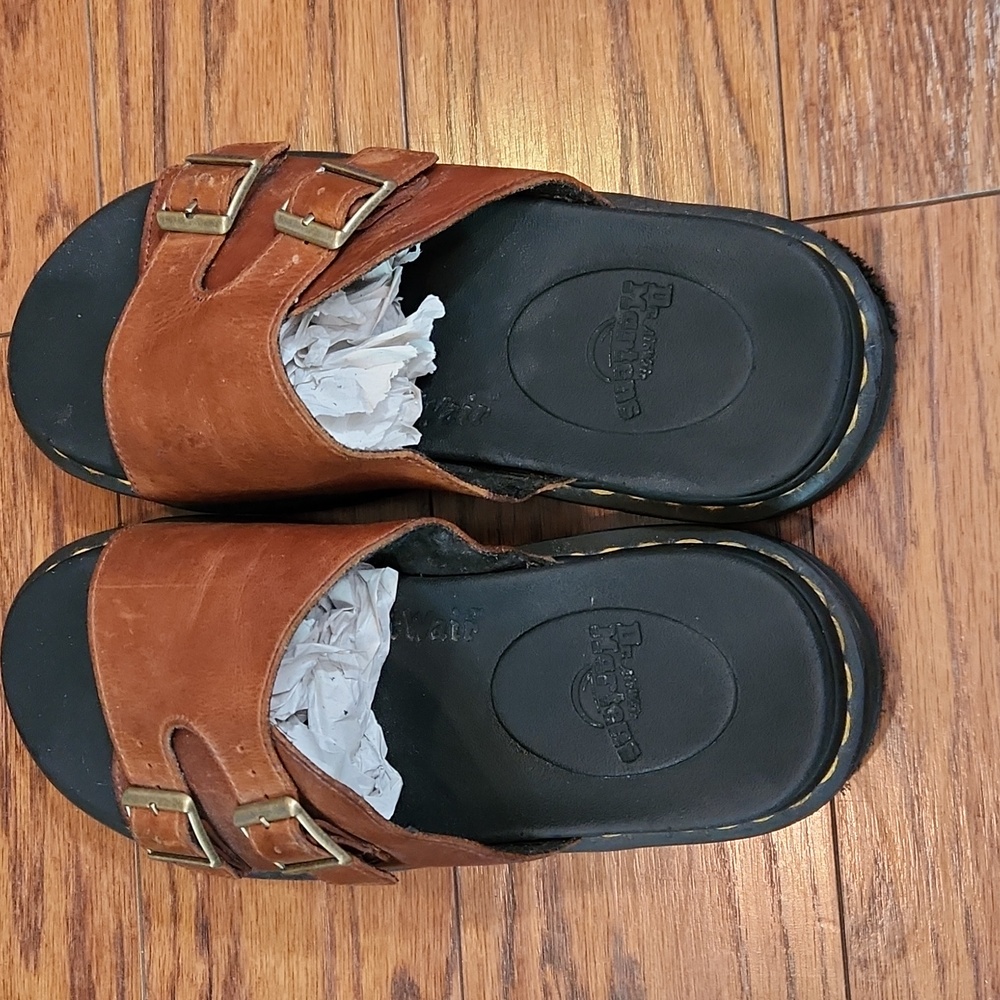 Dr.Martens Dax Brown Leather Slide Sandals - Picture 3 of 8